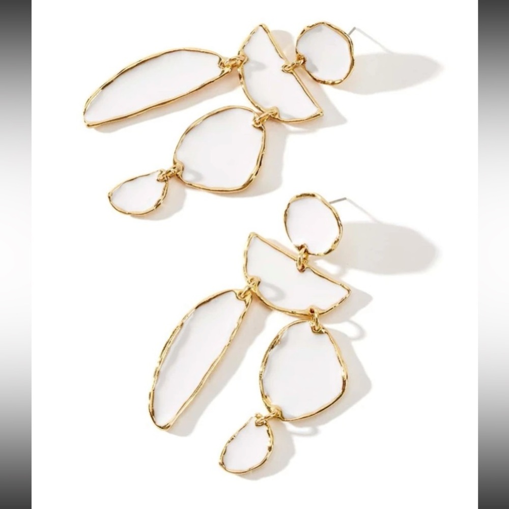 GoddessStyle Glam Gold & White Enamel Dangle Drop Lightweight StatementEโฆ - Picture 16 of 16